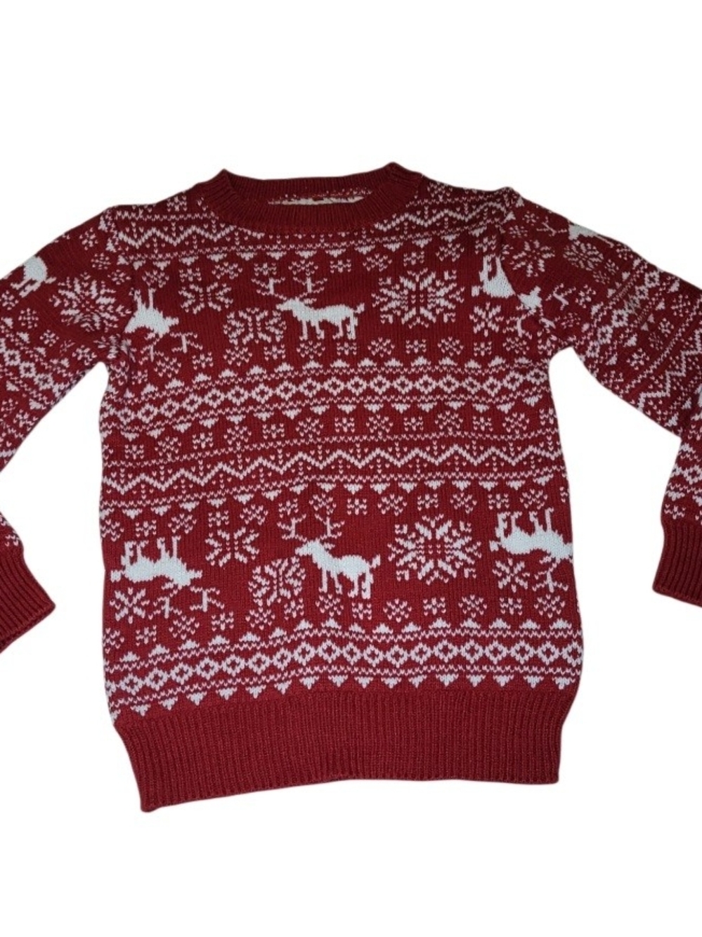 Stitch & Stone Red Reindeer Fair Isle Holiday Sweater